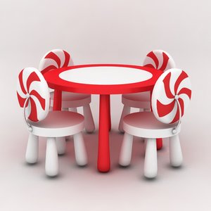 table chairs kids 3d max