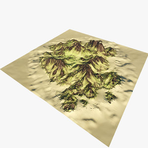 3d island mountain model