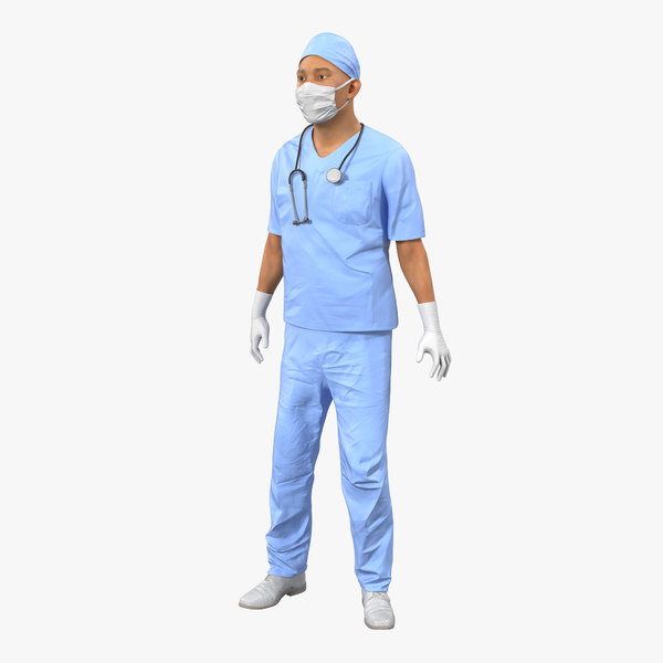 male surgeon asian rigged 3d model