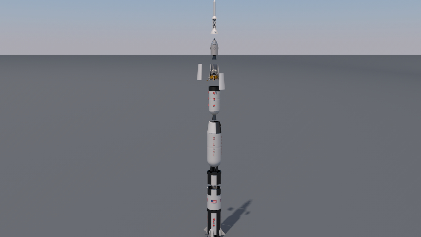 3d saturn v apollo cartoon style