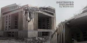 destroyed building 3d c4d