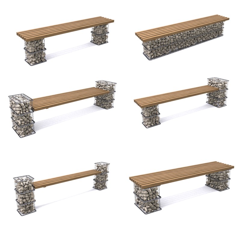 3d gabion benches