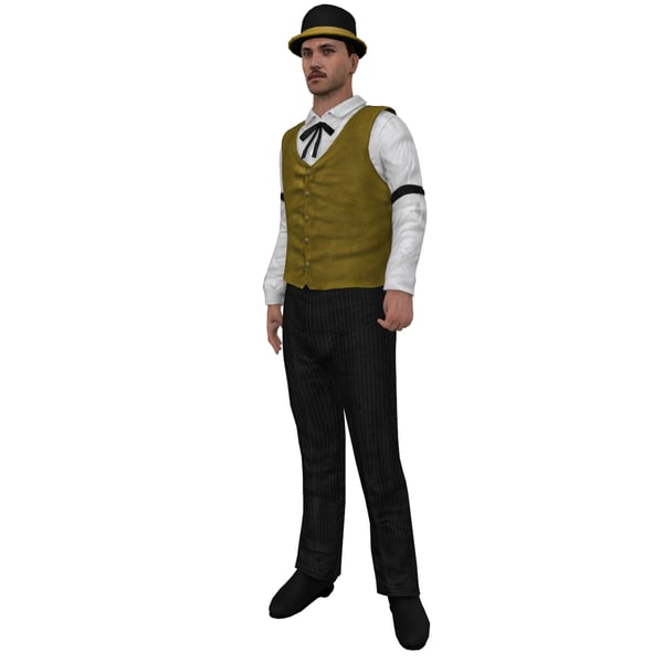 Rigged Wild West Banker 3d Max