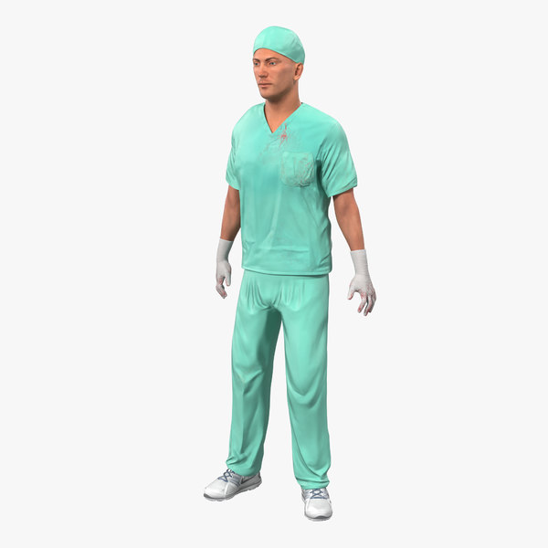 male surgeon caucasian rigged max