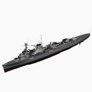 heavy cruiser hipper ww2 german 3d max