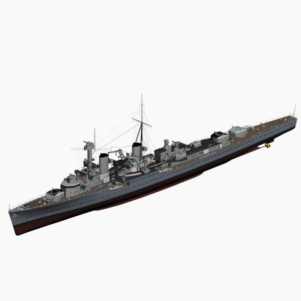 light cruiser karlsruhe ww2 german 3d model