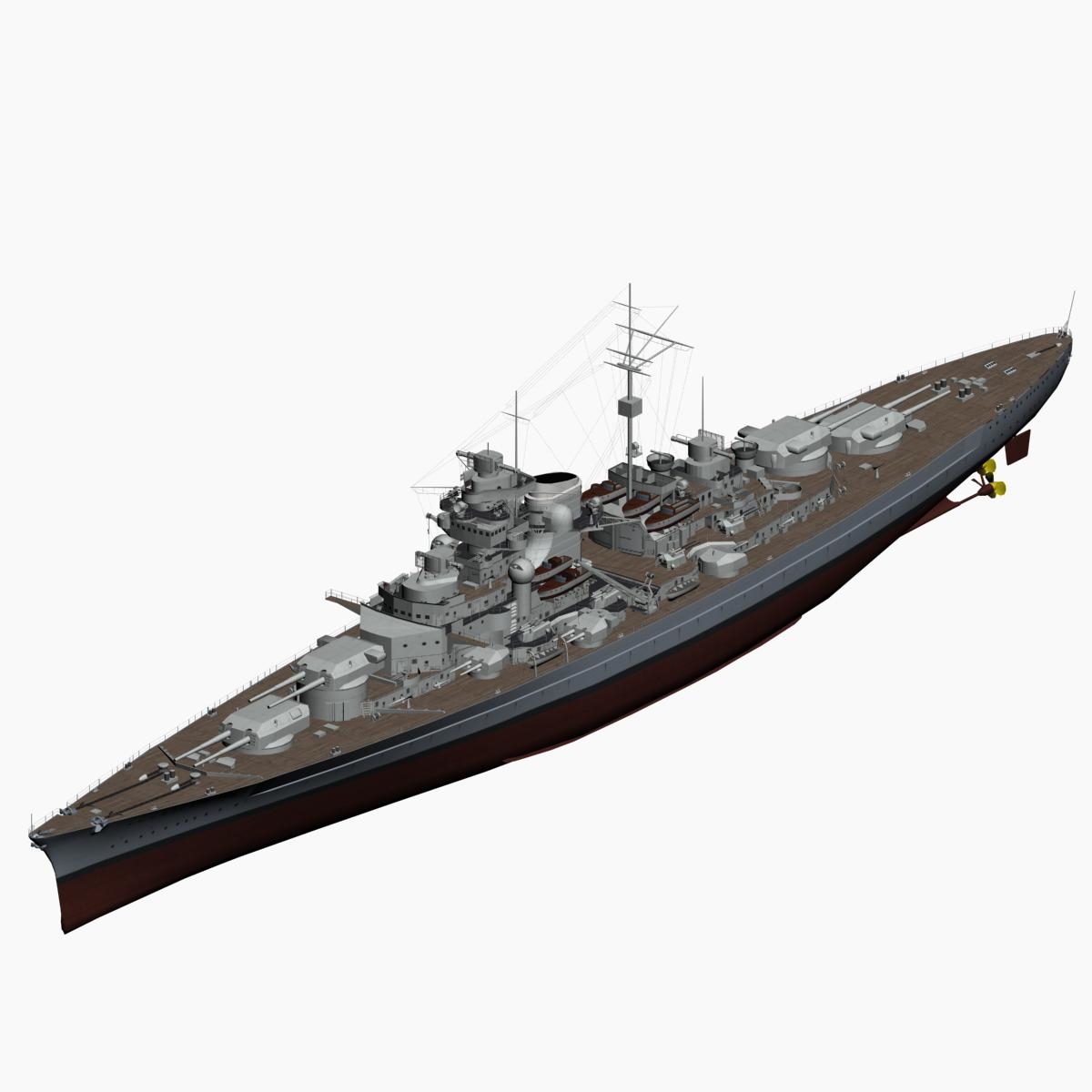 Battleship Bismarck Ww2 German 3d Max