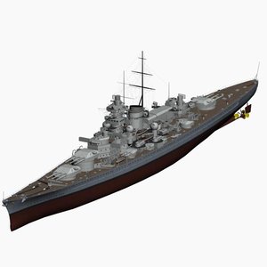 3d model battleship gneisenau ww2 german
