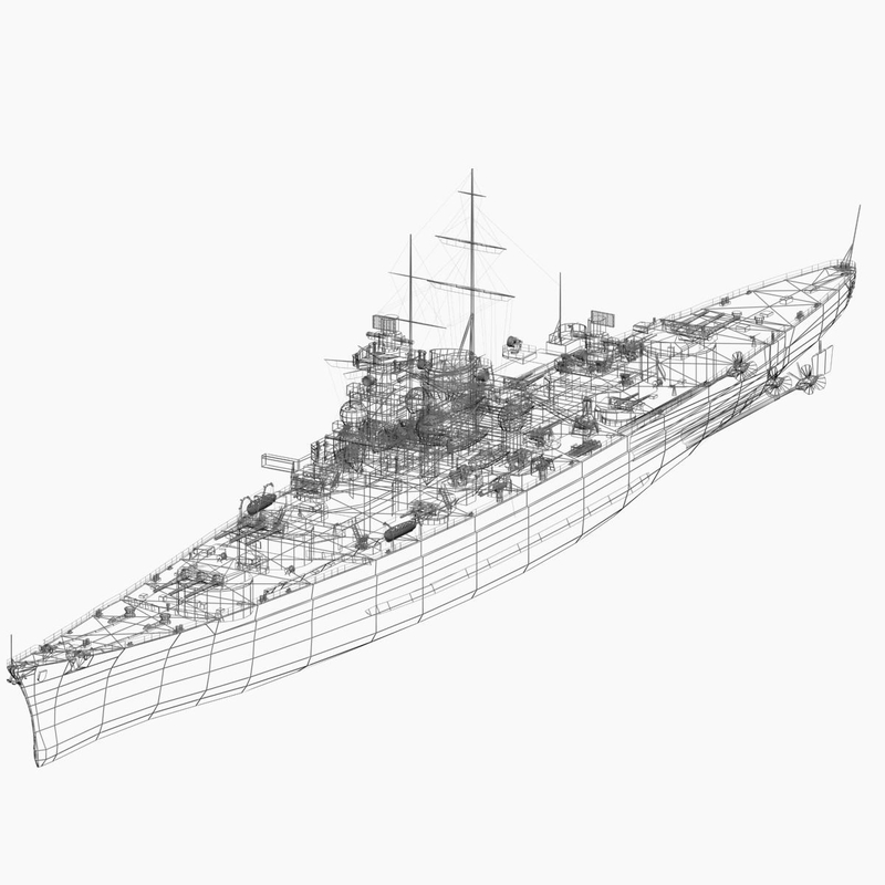 3d model battleship gneisenau ww2 german