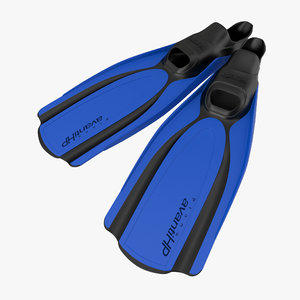 swim fins 2 blue 3d model