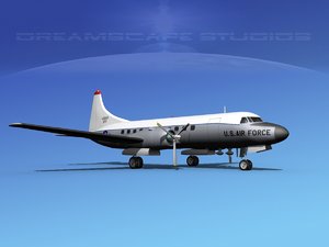 3d propellers convair c-131 military transport model