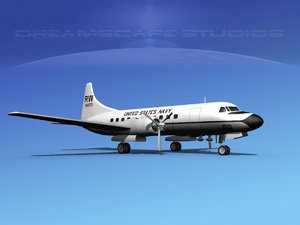 propellers convair c-131 military transport 3d max