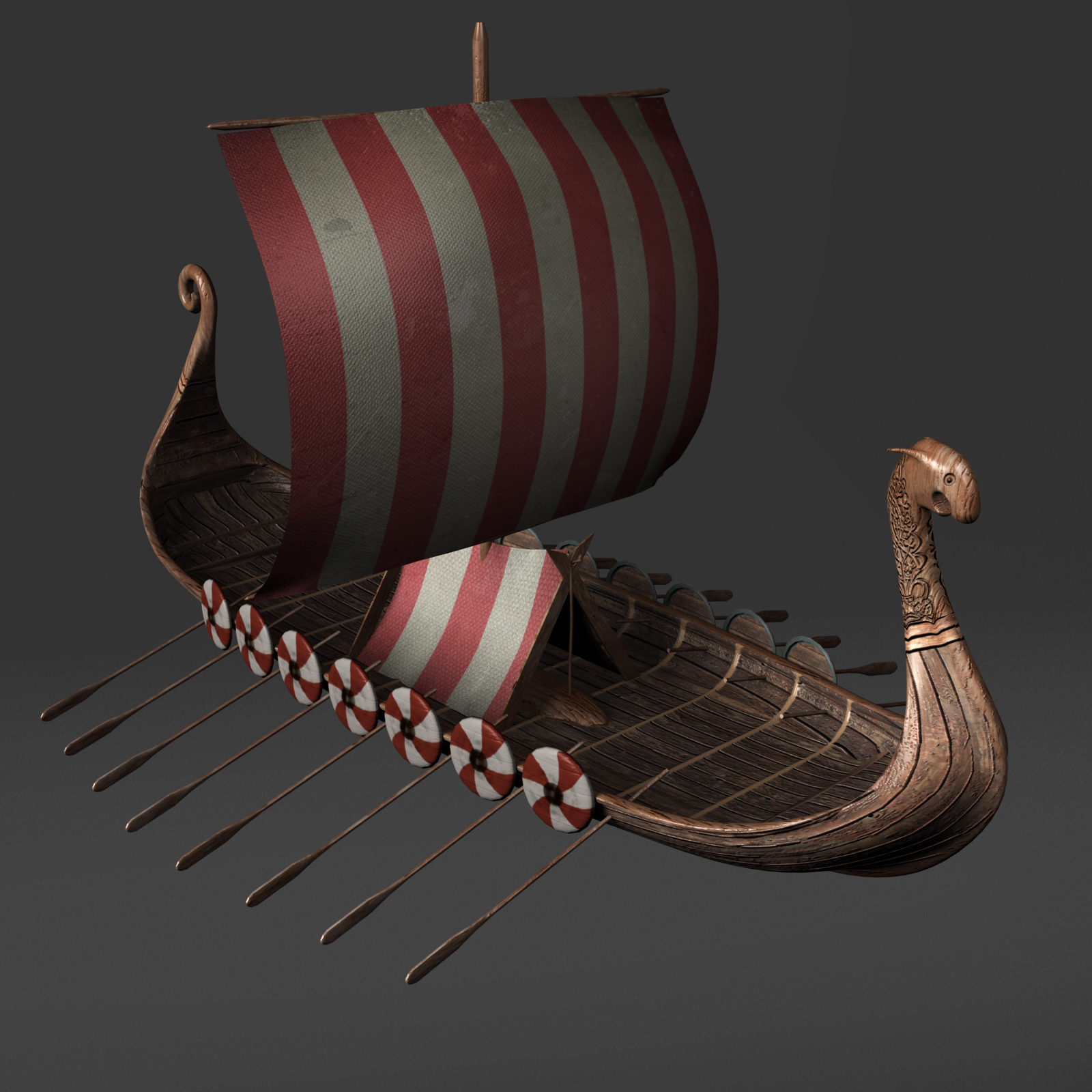 ship viking longship 3d model