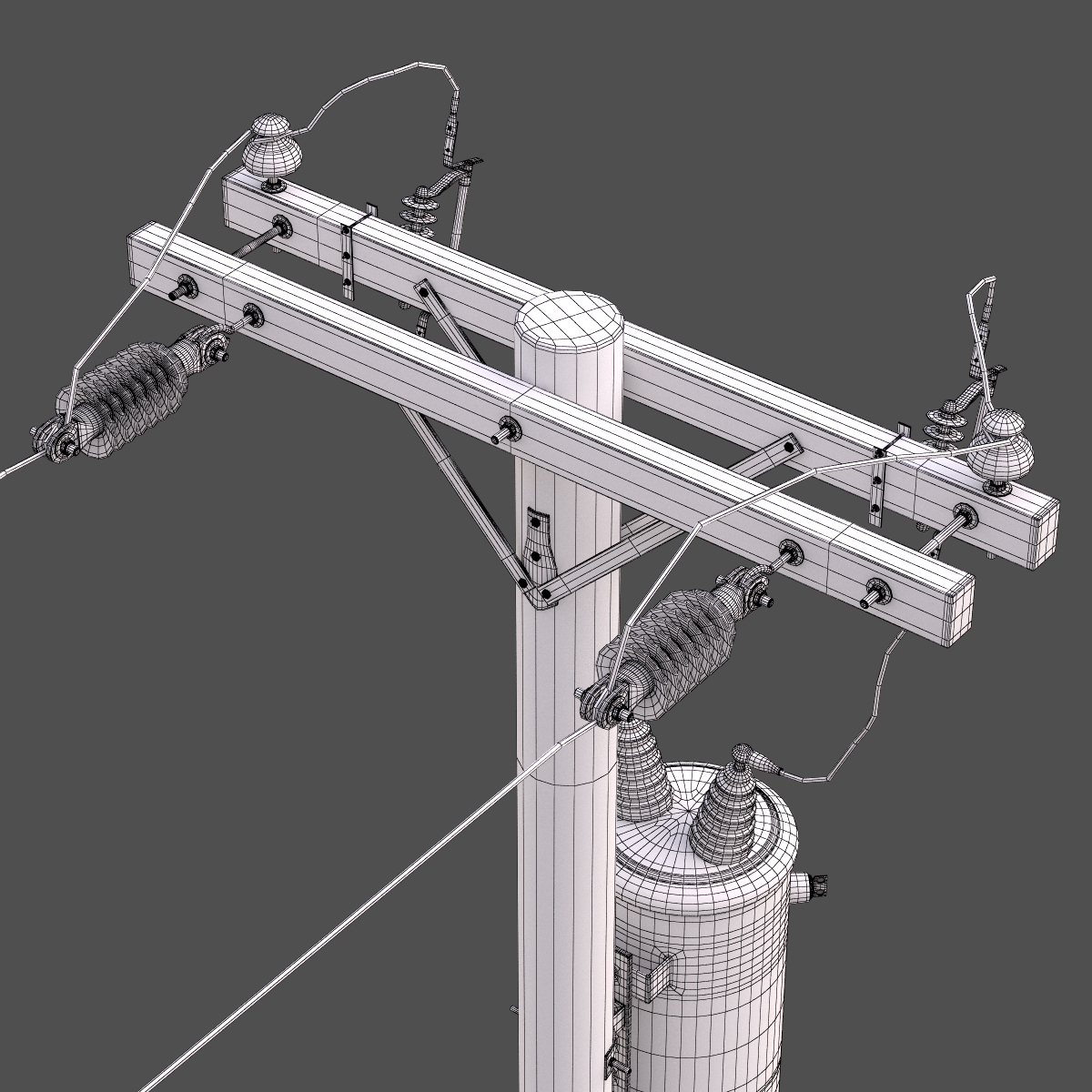 3d power transformer pole model