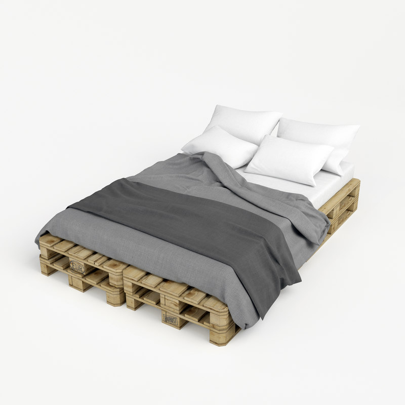 Pallet Bed 3d Model, Free Queen Size Bed 3d Model