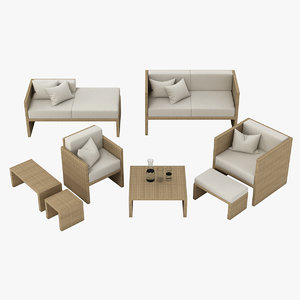 3d model outdoor lounge set