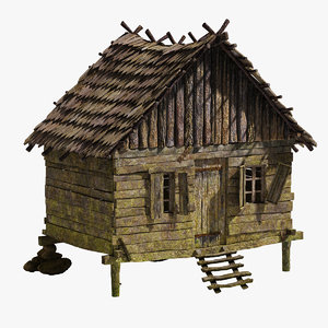 3d model old wooden house
