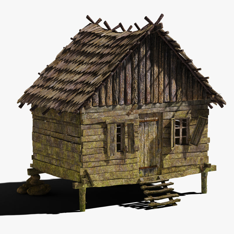 3d model old wooden house