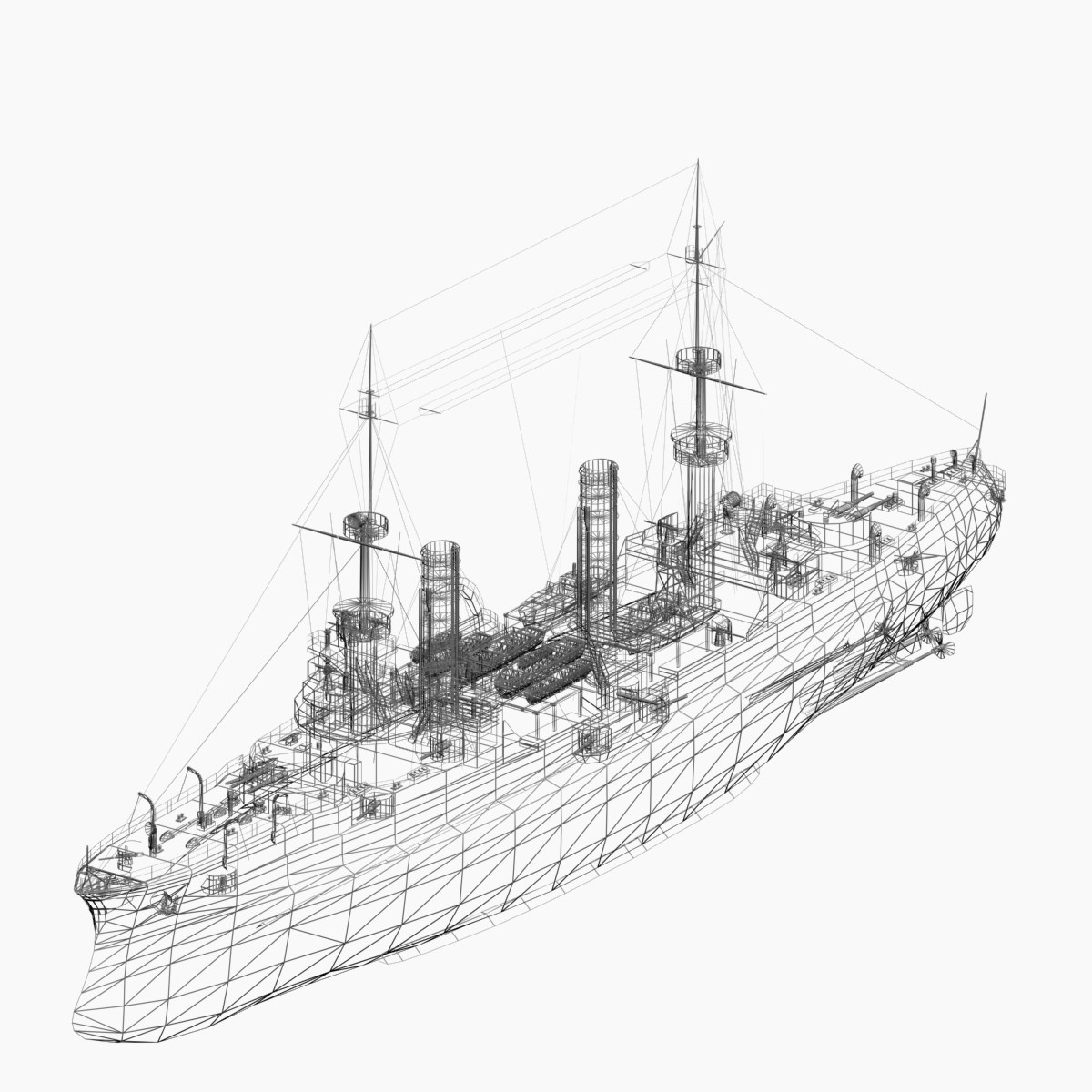 Armored Cruiser Fuerst Bismarck 3d Model 7663