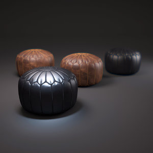 moroccan-leather-pouffe 3d max