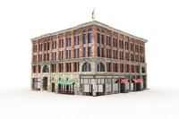 small town building old brick fbx