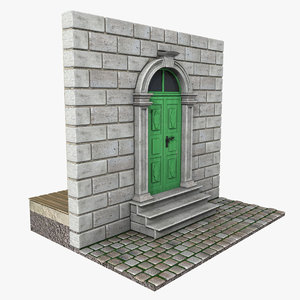 3ds max old green door
