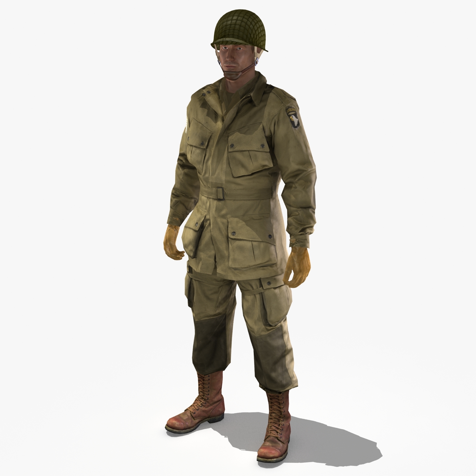 士兵ww2美国伞兵101st空降衣服3d模型