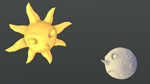 3d model sun moon