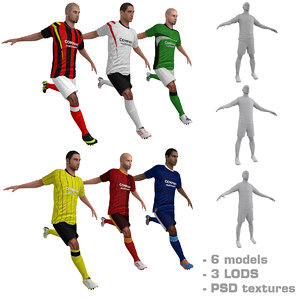 3d rigged soccer players model
