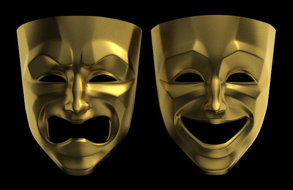 tragedy comedy theater masks 3d model