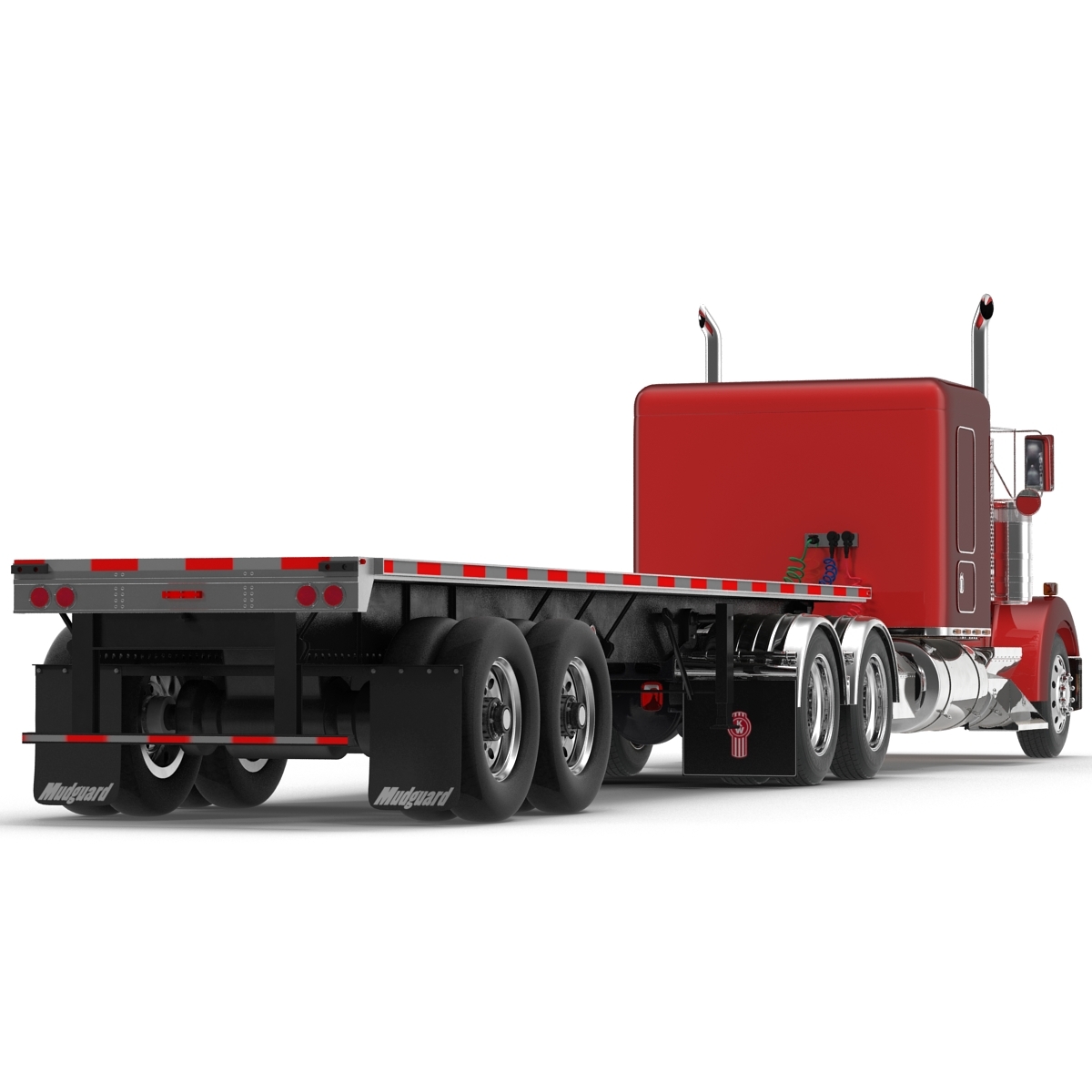 truck w900 flatbed trailer 3d max