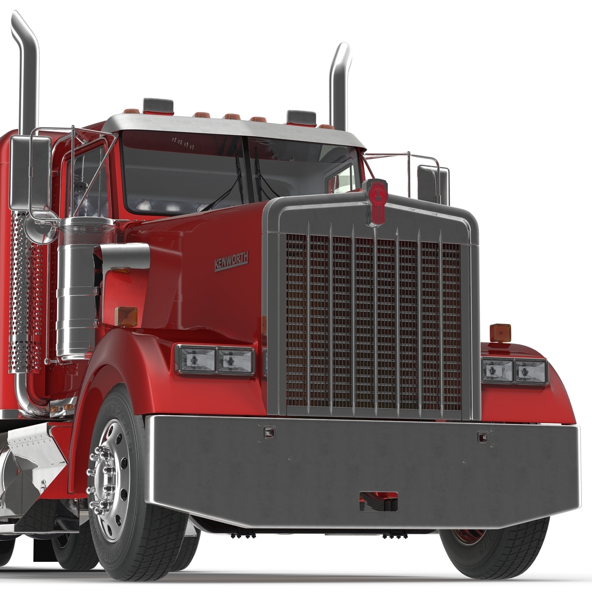 truck w900 flatbed trailer 3d max