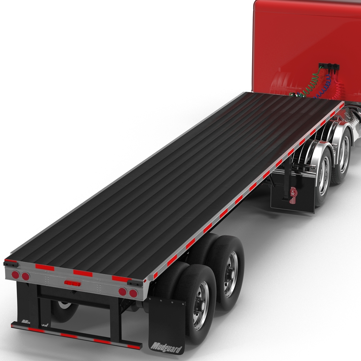 truck w900 flatbed trailer 3d max