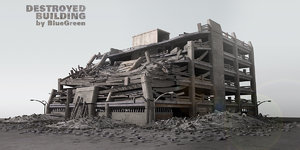 destroyed building c4d