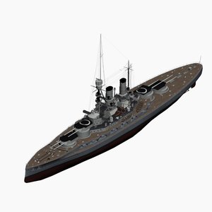 dreadnought battleship bayern class 3d model