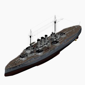 3d model dreadnought battleship helgoland class