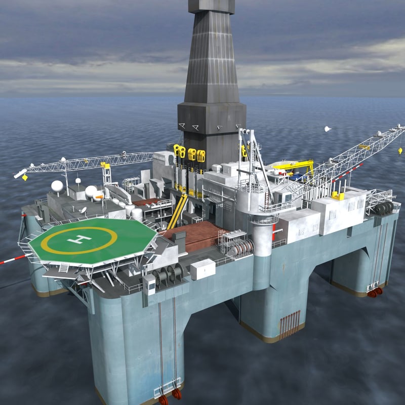 3d semisubmersible drilling rig model