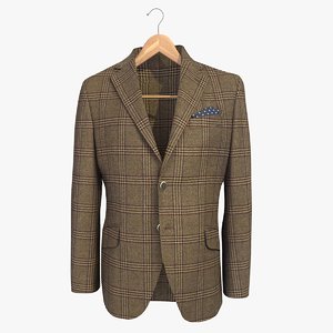 3d model brown blazer jacket coat hanger