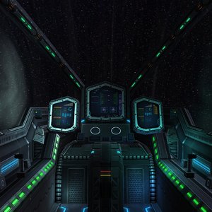 sci-fi spaceship cockpit - 3d 3ds