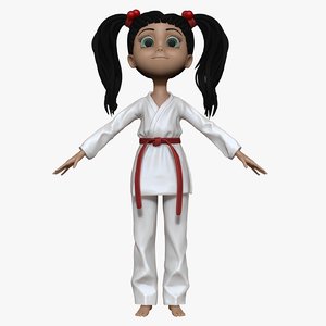 3d sculpt cartoon karate girl