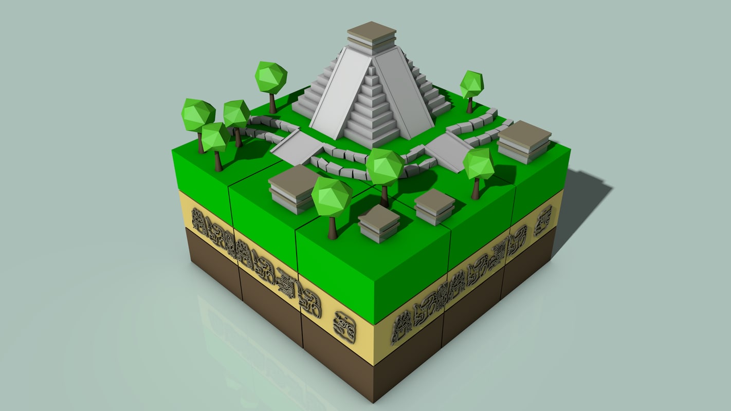 isometric mayan cityscape c4d