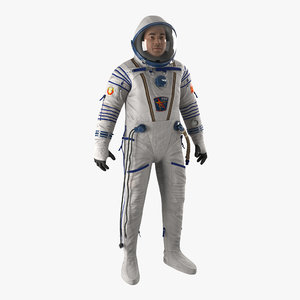 russian astronaut wearing space suit 3d max