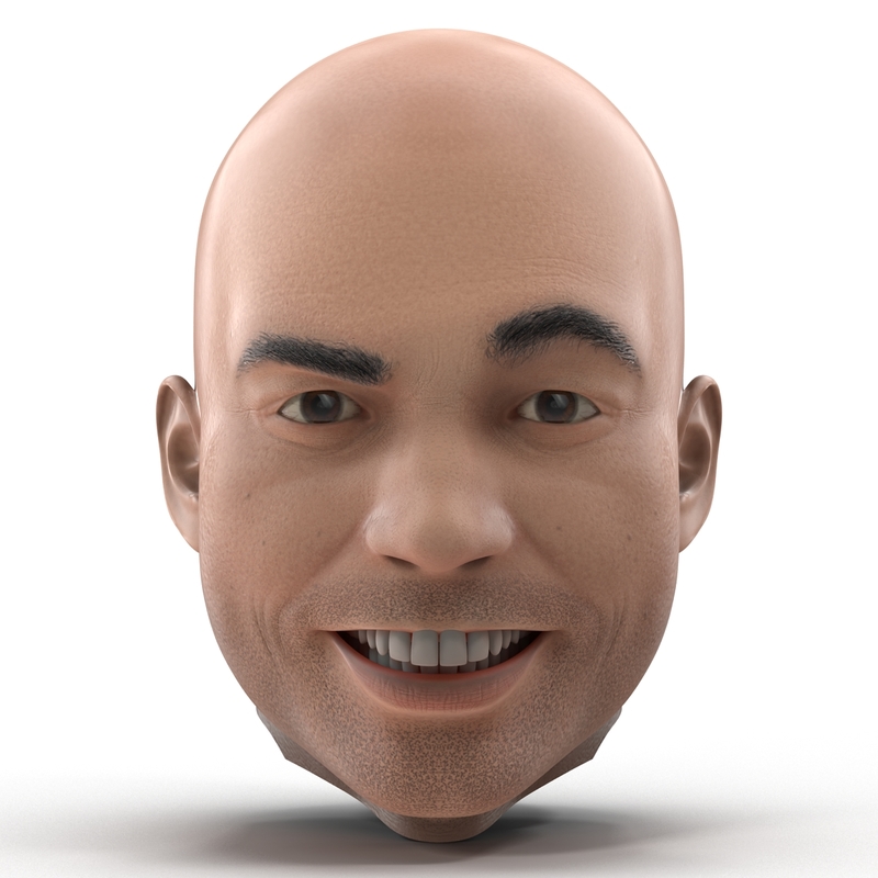 3d male head rigged model