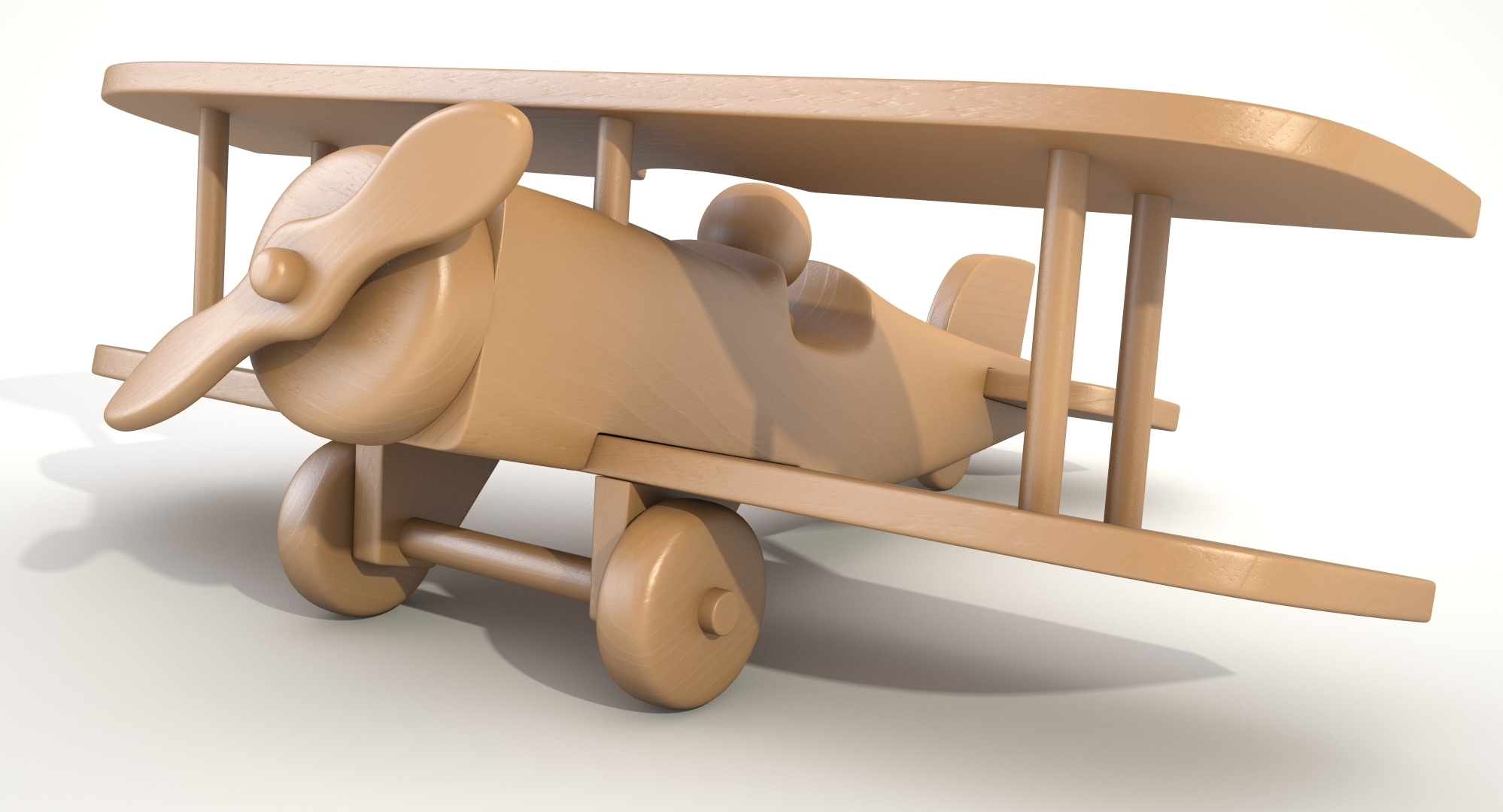 3d model varnished wooden airplane toy