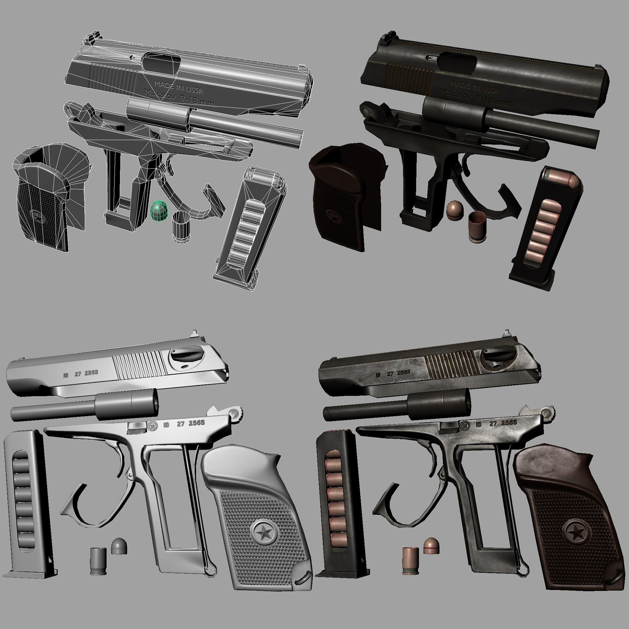 Пистолет 3д модель Makarov PM
