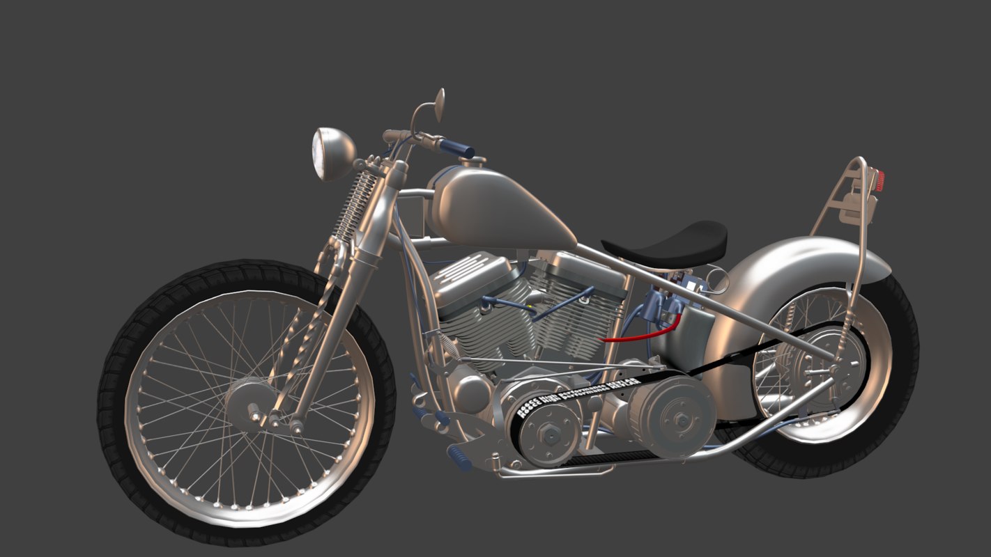 vintage custom chopper 3d model