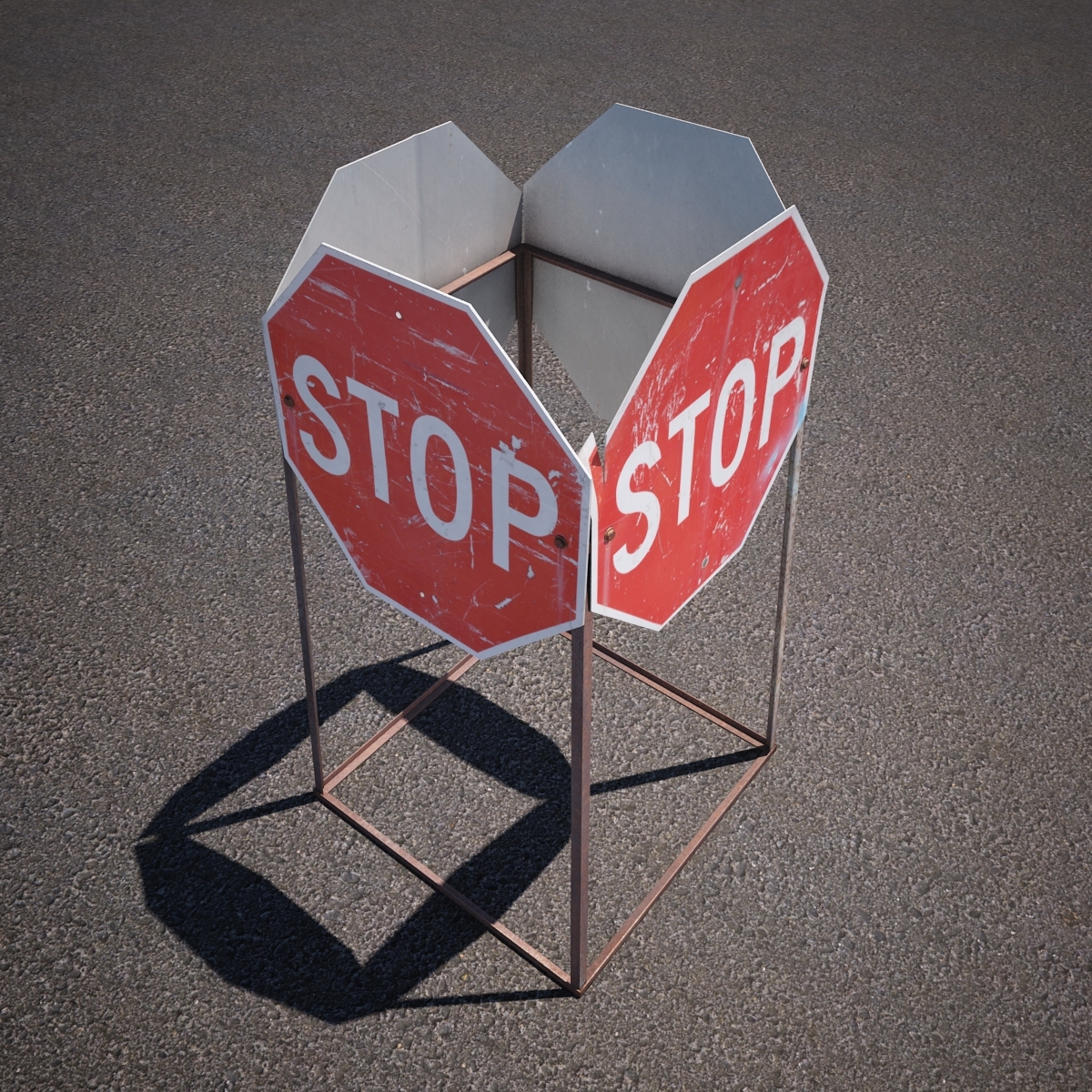 3d construction stop sign