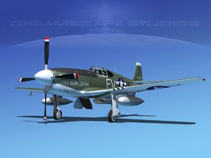 3d p-51b mustang p-51 north american model