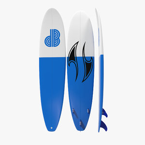 surfboard longboard modeled 3d max