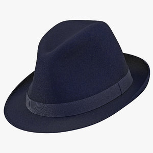 3d fedora hat blue model